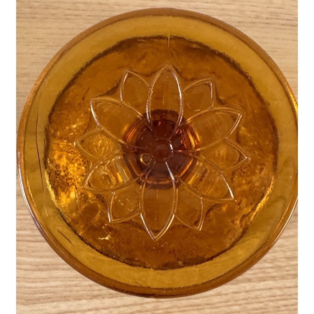 Tiara Indiana Glass Sandwich Pattern Amber Fairy Lamp Pedestal Candle Holder - Picture 13 of 13